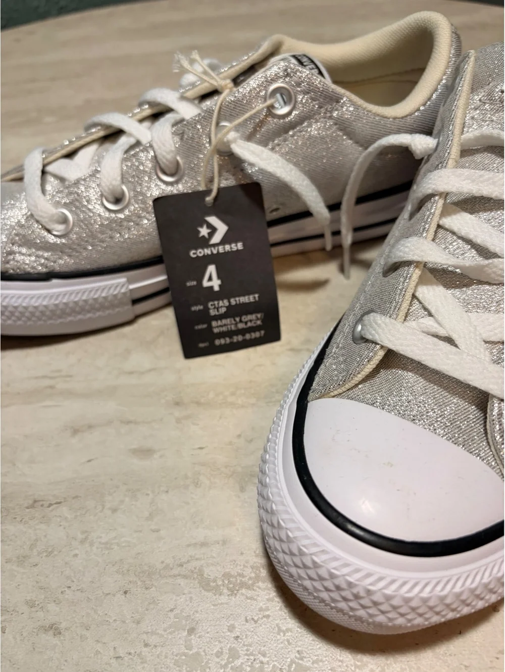 Size 4Y Converse CTAS Street Slip Girls' Sneakers Size 4 Barely Grey White Black